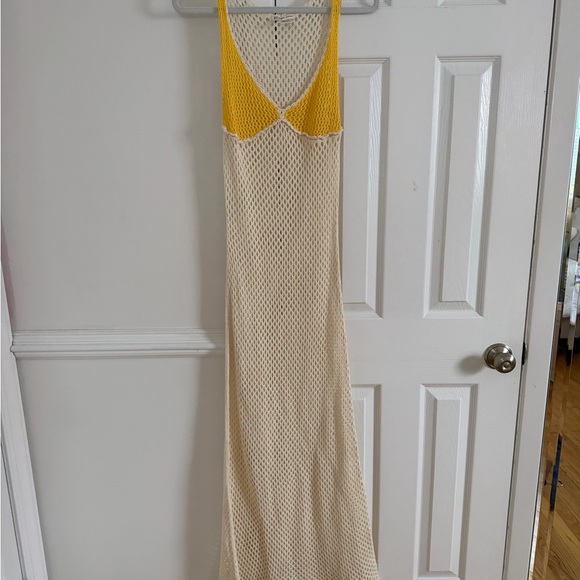 Pitusa CROCHET COLORBLOCK SIREN DRESS Yellow Resort Beach Vacation - Picture 4 of 7